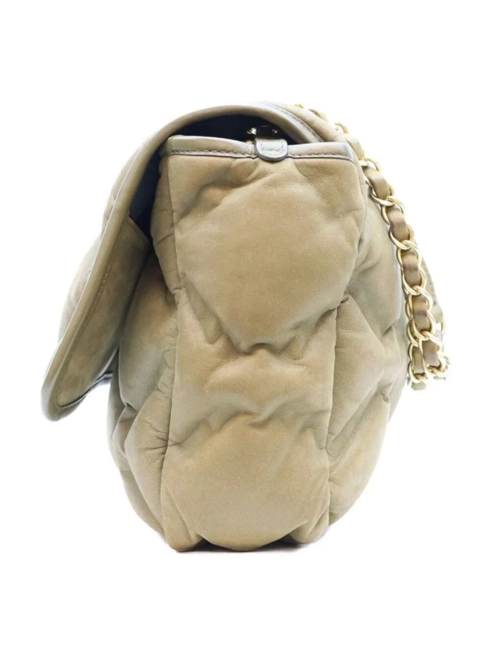 Chanel Khaki Bubble Quilt Calfskin Shoulder Bag